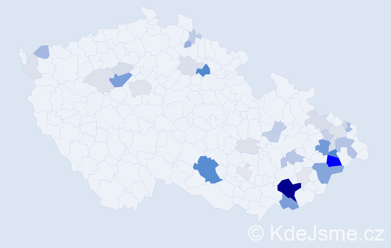 Příjmení: 'Kedroňová', počet výskytů 148 v celé ČR