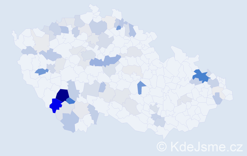 Příjmení: 'Rychtář', počet výskytů 272 v celé ČR