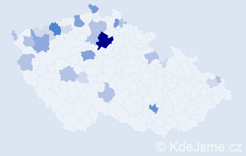 Příjmení: 'Várady', počet výskytů 80 v celé ČR