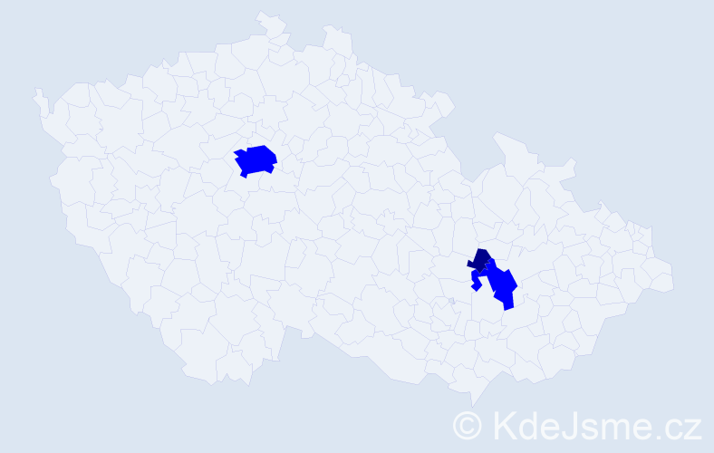 Příjmení: 'Zajma', počet výskytů 4 v celé ČR