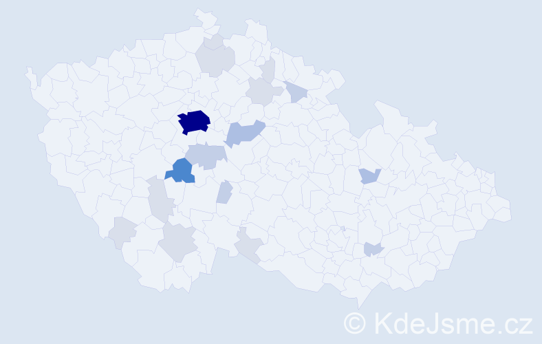 Příjmení: 'Bezkočka', počet výskytů 55 v celé ČR