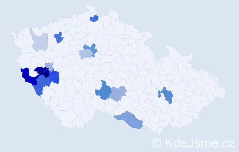 Příjmení: 'Larva', počet výskytů 54 v celé ČR