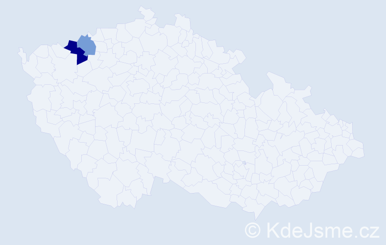 Příjmení: 'Pasev', počet výskytů 6 v celé ČR