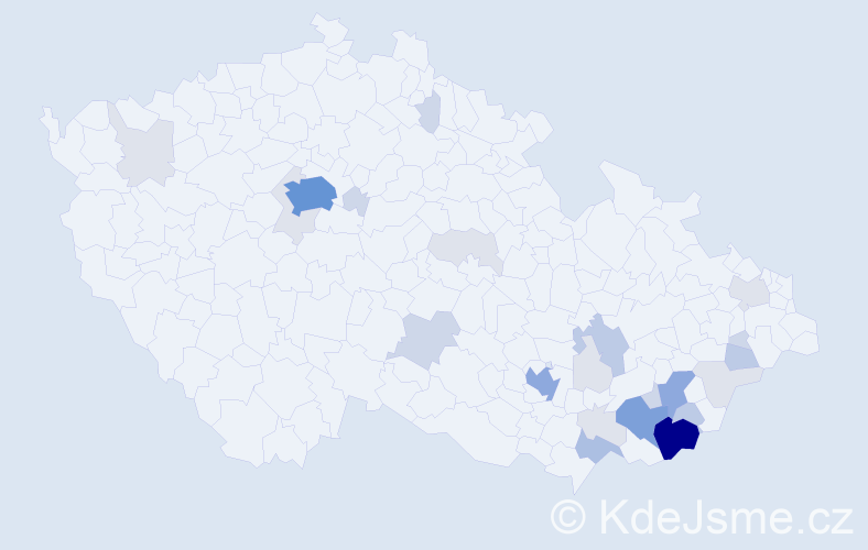 Příjmení: 'Guryčová', počet výskytů 88 v celé ČR