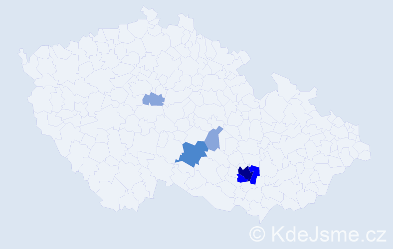 Příjmení: 'Vyzibla', počet výskytů 24 v celé ČR