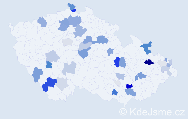 Příjmení: 'Čelková', počet výskytů 59 v celé ČR