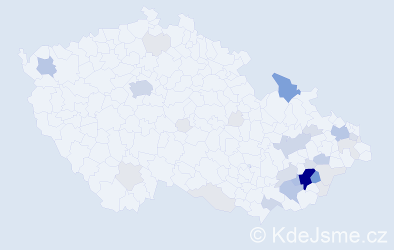 Příjmení: 'Knedla', počet výskytů 121 v celé ČR