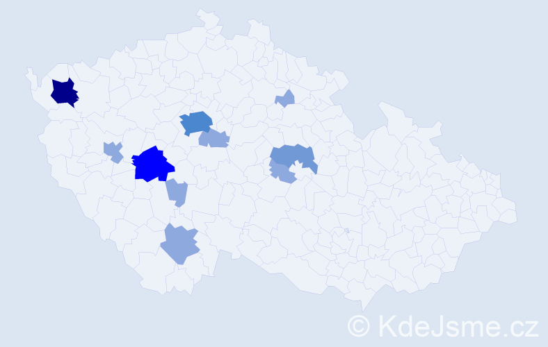 Příjmení: 'Paprštein', počet výskytů 21 v celé ČR