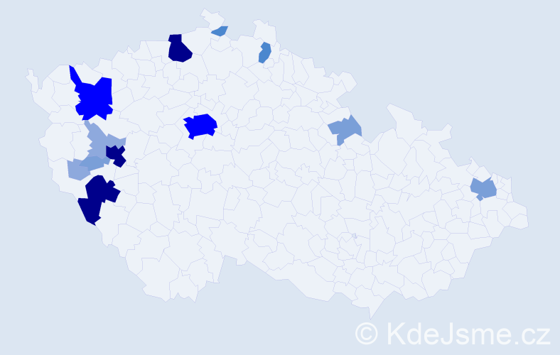 Příjmení: 'Hostaš', počet výskytů 45 v celé ČR