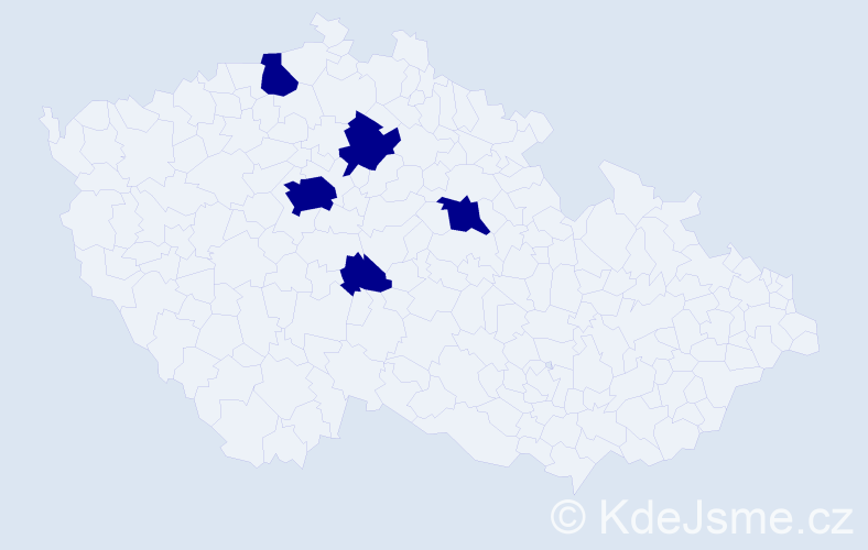 Příjmení: 'Bud', počet výskytů 5 v celé ČR