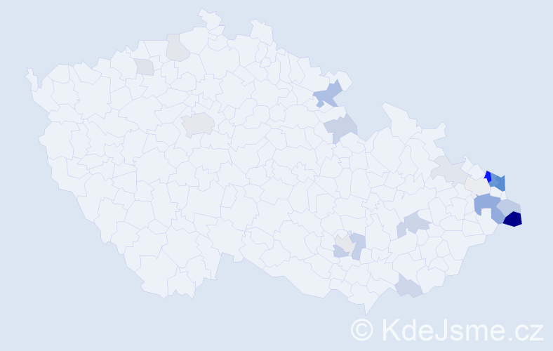 Příjmení: 'Chylková', počet výskytů 61 v celé ČR
