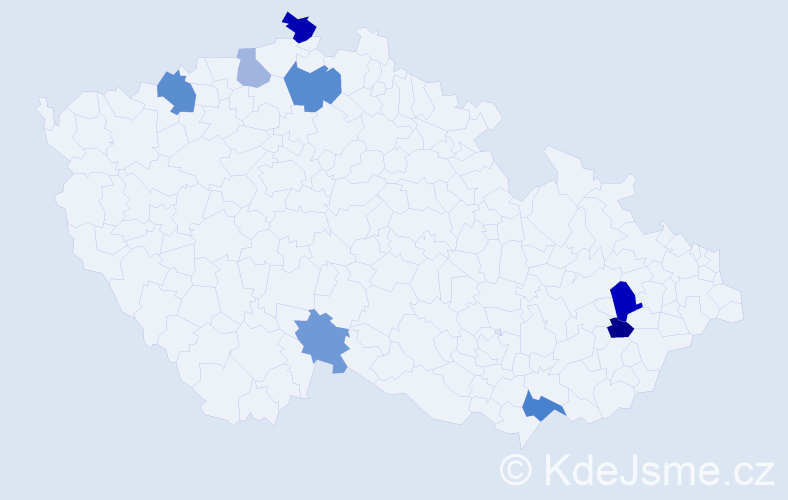 Příjmení: 'Vagačová', počet výskytů 13 v celé ČR