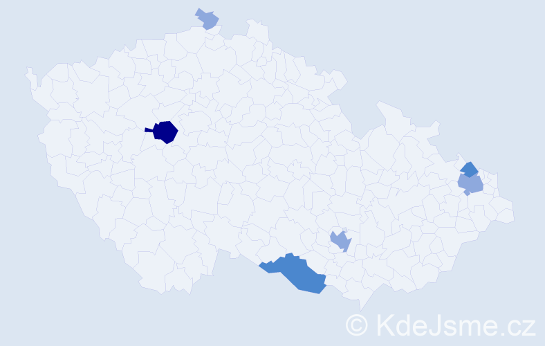 Příjmení: 'Bíllý', počet výskytů 19 v celé ČR