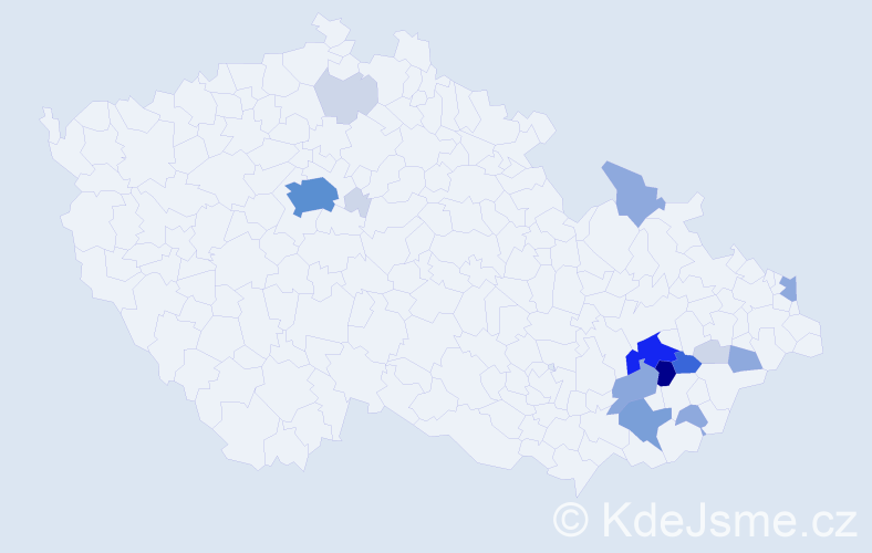Příjmení: 'Daďa', počet výskytů 56 v celé ČR