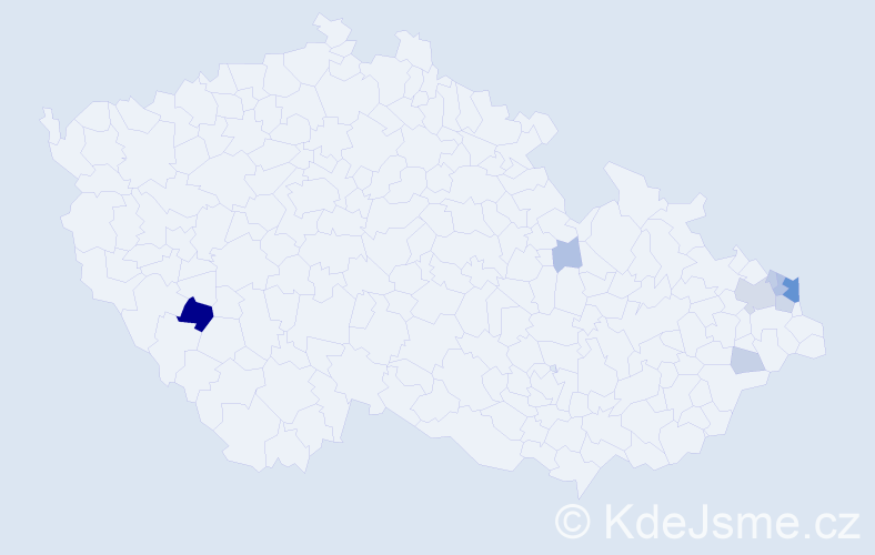 Příjmení: 'Křevká', počet výskytů 24 v celé ČR