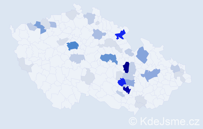 Příjmení: 'Felkl', počet výskytů 145 v celé ČR
