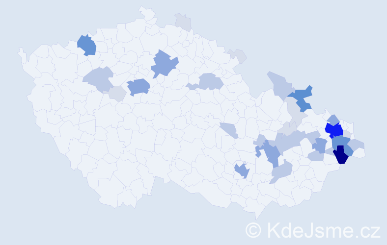 Příjmení: 'Mohelník', počet výskytů 102 v celé ČR