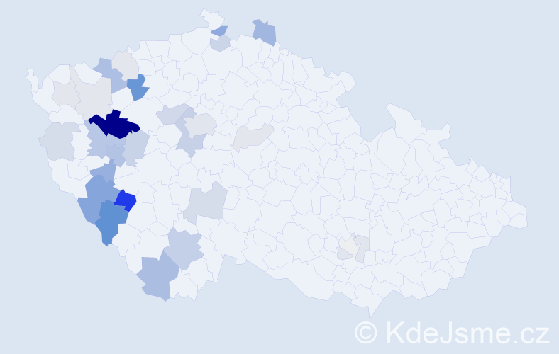 Příjmení: 'Koura', počet výskytů 89 v celé ČR