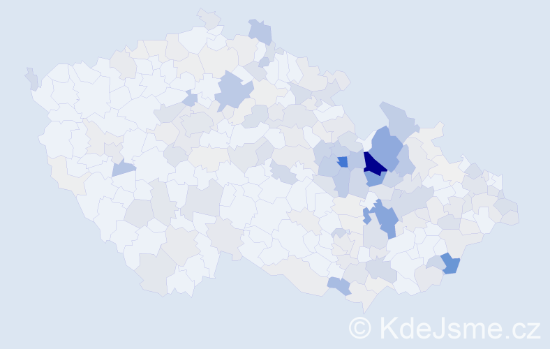 Příjmení: 'Hýbl', počet výskytů 720 v celé ČR