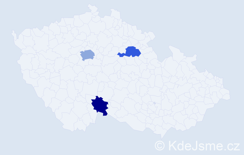 Příjmení: 'Pevala', počet výskytů 9 v celé ČR