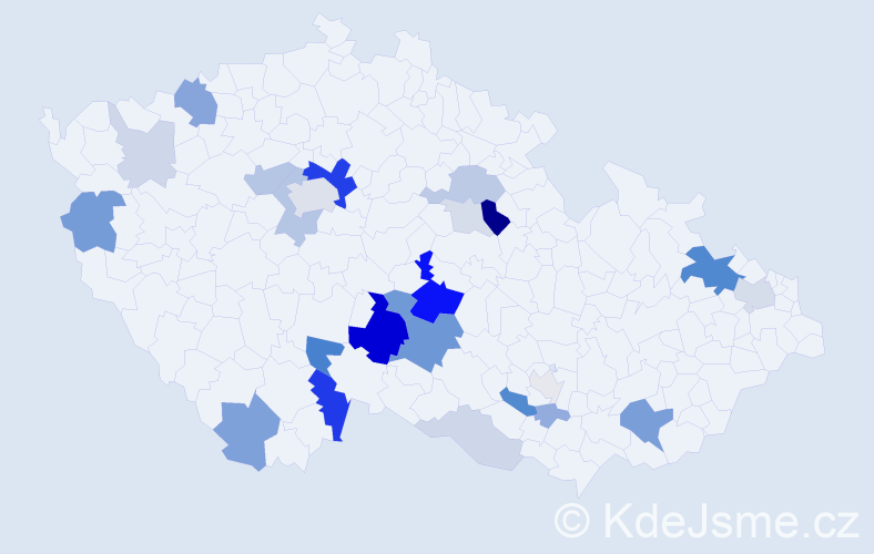 Příjmení: 'Truplová', počet výskytů 75 v celé ČR