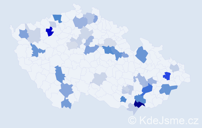 Příjmení: 'Kreml', počet výskytů 105 v celé ČR