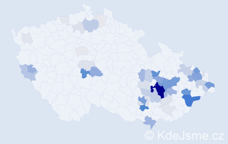 Příjmení: 'Krchňáková', počet výskytů 187 v celé ČR