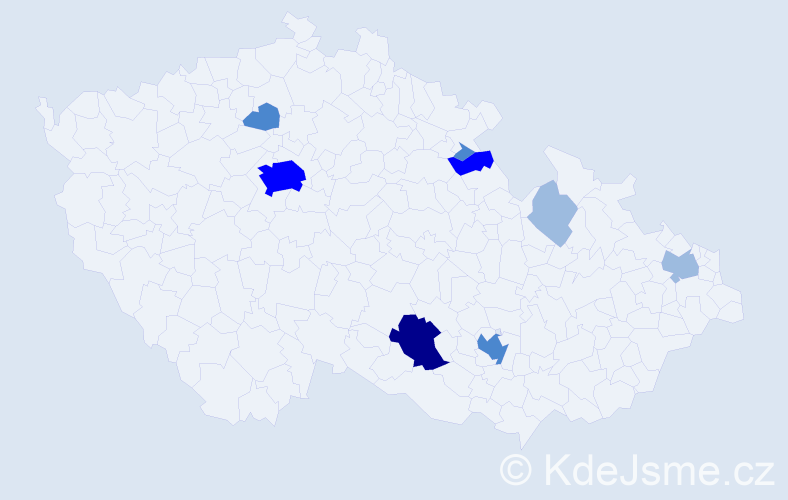 Příjmení: 'Kondek', počet výskytů 18 v celé ČR