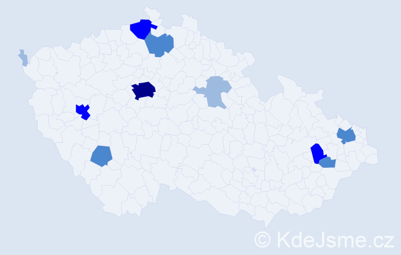 Příjmení: 'Telinger', počet výskytů 24 v celé ČR