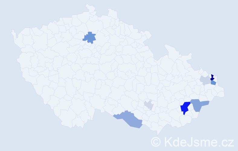 Příjmení: 'Bošanová', počet výskytů 14 v celé ČR