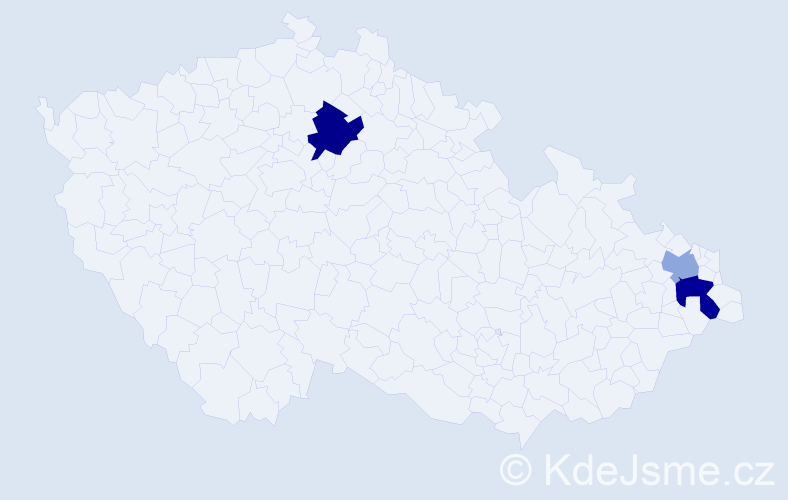 Příjmení: 'Gecse', počet výskytů 5 v celé ČR