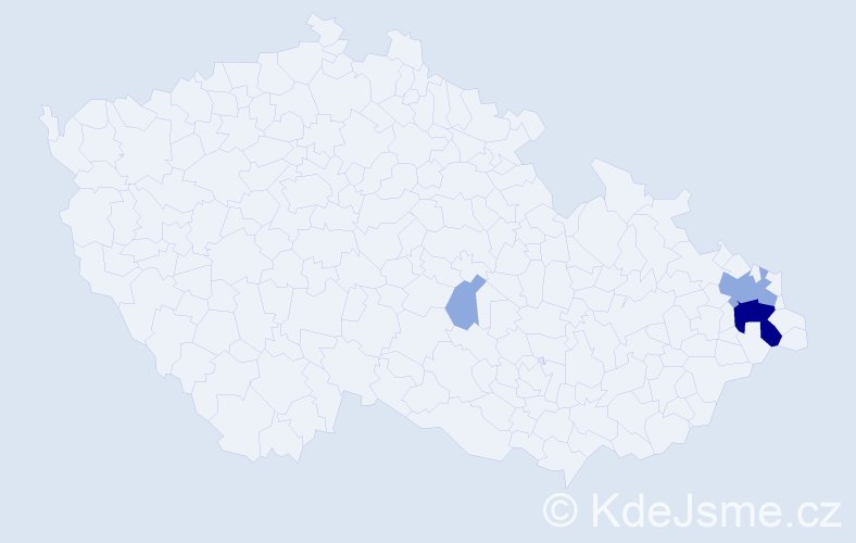 Příjmení: 'Cuprák', počet výskytů 9 v celé ČR