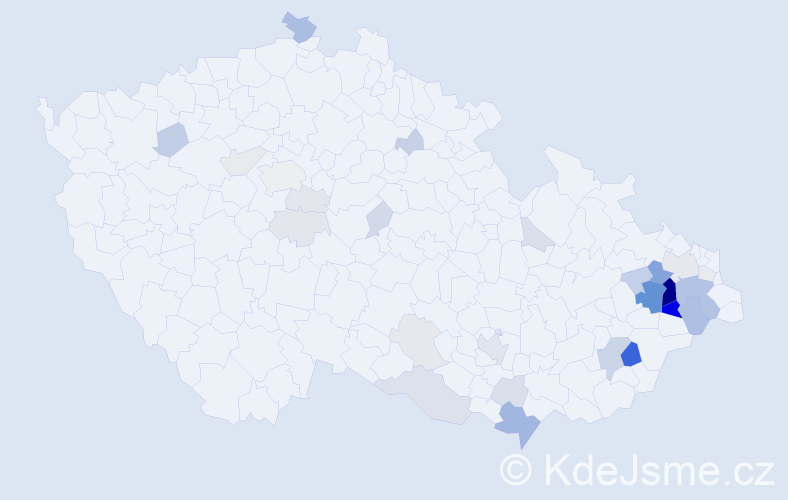 Příjmení: 'Lošák', počet výskytů 104 v celé ČR