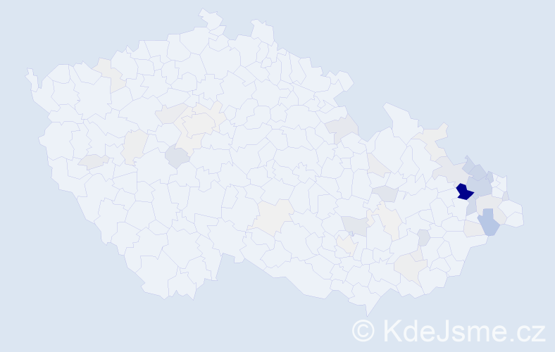 Příjmení: 'Nikel', počet výskytů 185 v celé ČR