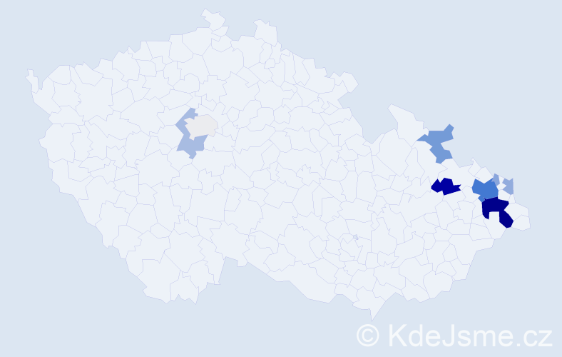 Příjmení: 'Marynčáková', počet výskytů 39 v celé ČR
