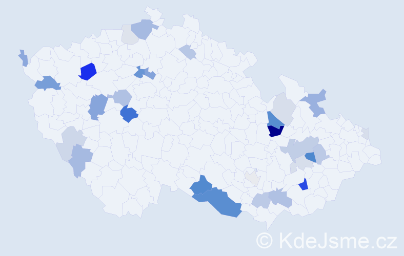 Příjmení: 'Kravcová', počet výskytů 68 v celé ČR