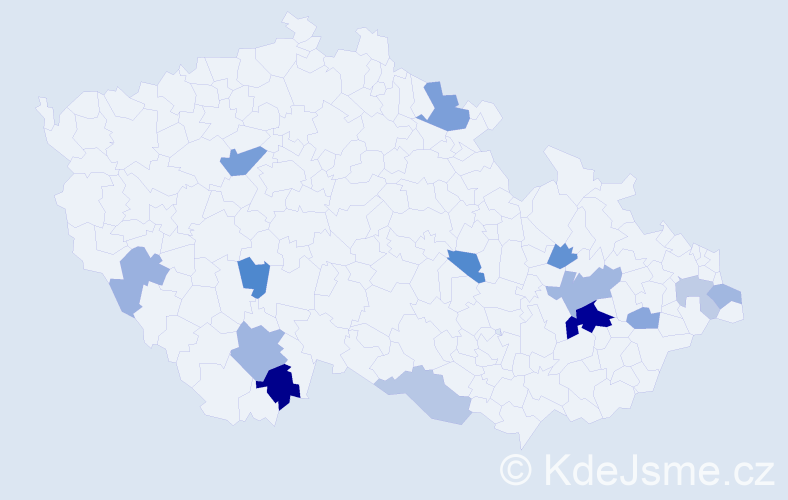 Příjmení: 'Hagerová', počet výskytů 27 v celé ČR