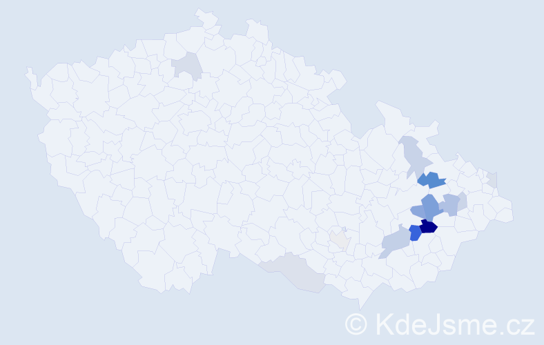 Příjmení: 'Zichalová', počet výskytů 25 v celé ČR