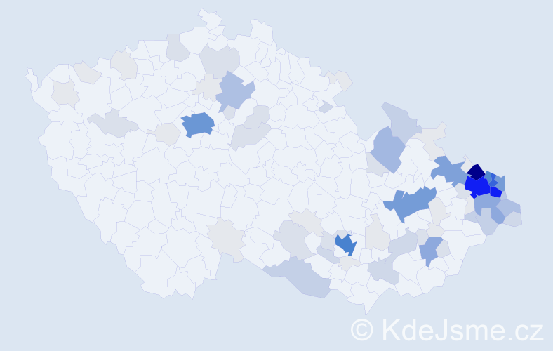 Příjmení: 'Kania', počet výskytů 351 v celé ČR