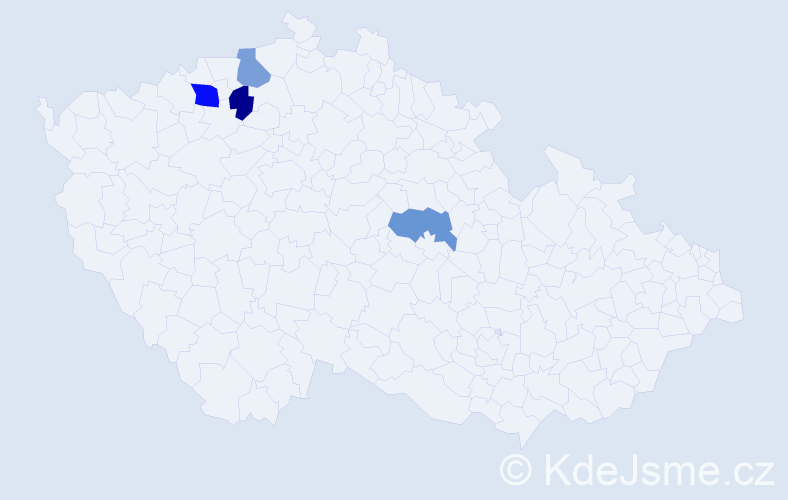 Příjmení: 'Bridlová', počet výskytů 5 v celé ČR
