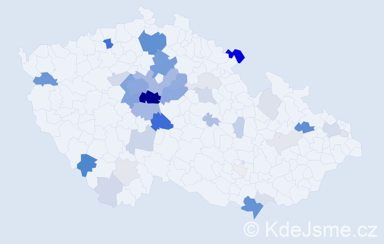 Příjmení: 'Čadil', počet výskytů 162 v celé ČR