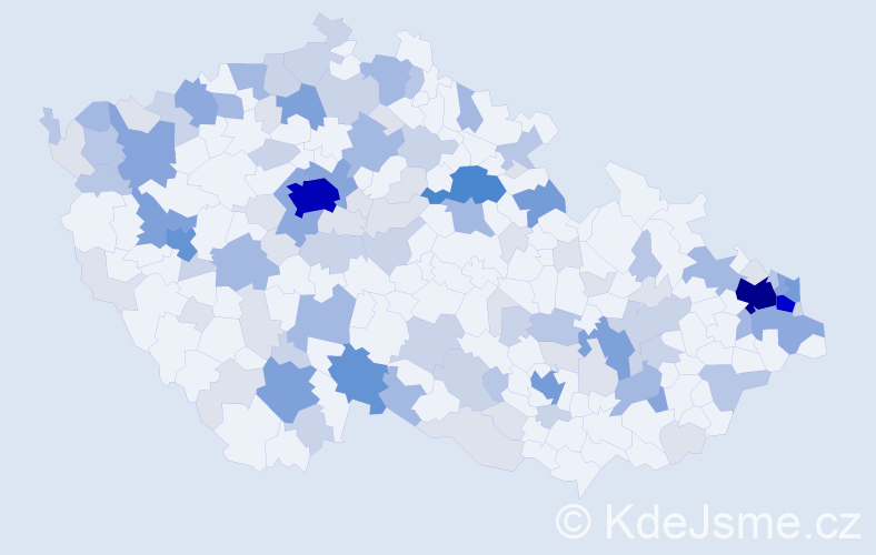 Příjmení: 'Németh', počet výskytů 348 v celé ČR