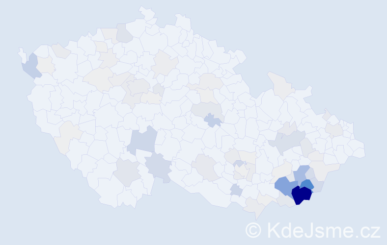 Příjmení: 'Lekešová', počet výskytů 338 v celé ČR