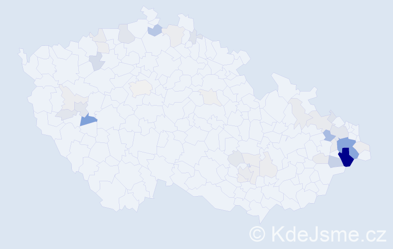 Příjmení: 'Toflová', počet výskytů 118 v celé ČR