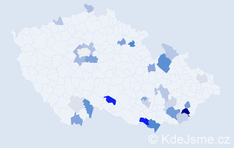 Příjmení: 'Merčáková', počet výskytů 58 v celé ČR