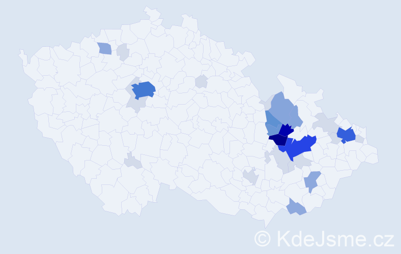 Příjmení: 'Lachnitová', počet výskytů 104 v celé ČR