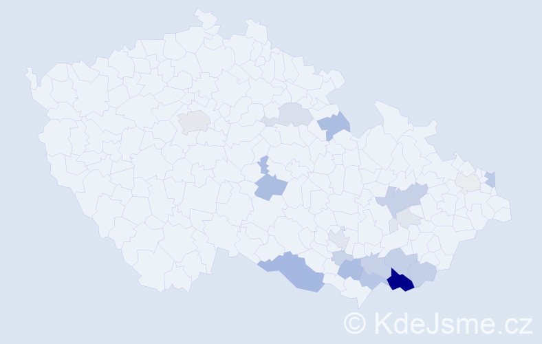 Příjmení: 'Trachtulec', počet výskytů 59 v celé ČR