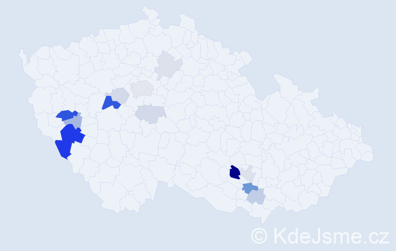 Příjmení: 'Baštař', počet výskytů 42 v celé ČR