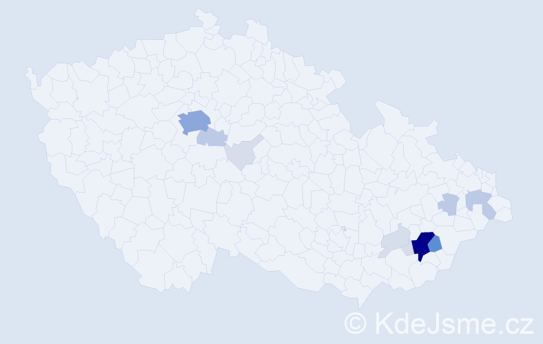 Příjmení: 'Mahďáková', počet výskytů 40 v celé ČR