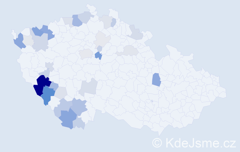 Příjmení: 'Kocum', počet výskytů 117 v celé ČR